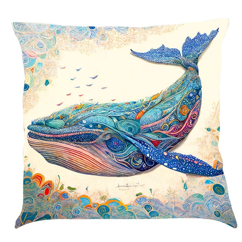 Ocean Series Cotton Linen Car Pillowcase with Creative Print for Car Interior|Home & Living > Home Decor > Pillows & Cushion Covers