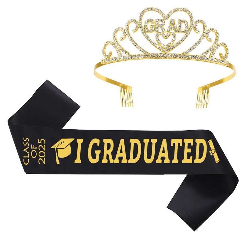 Graduation Season Crown and Shoulder Belt Set for Prom and Party | Accessories & Jewelry