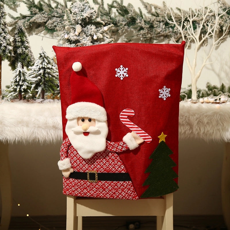 Christmas Nordic Cute Santa Snowman Elk Nonwoven Plush Chair Cover Linen Party Decor|Home & Living