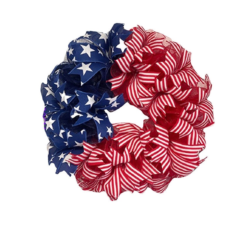 Patriotic Flower and Grass Garland with Stars and Flags | Home Decor & Festive Decorations
