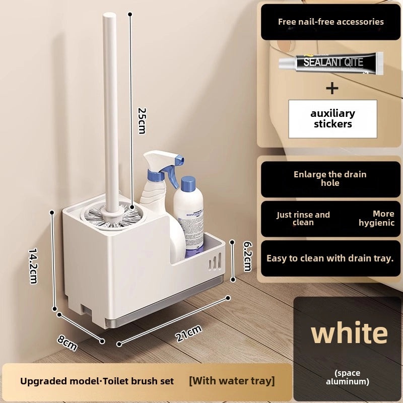 Light Luxury Wall-Mounted Toilet Brush with Storage Rack | Bathroom Accessories