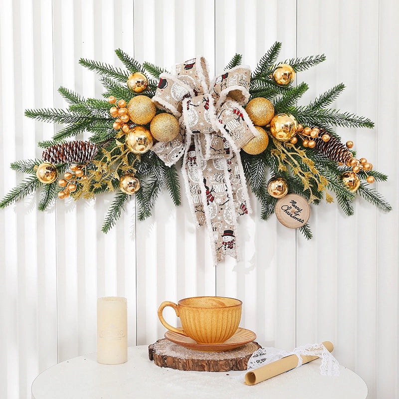 Christmas PE Rattan Garland with Christmas Tree Horn Pendant for Mall and Hotel Window Decoration|Home Decor & Seasonal Decorations