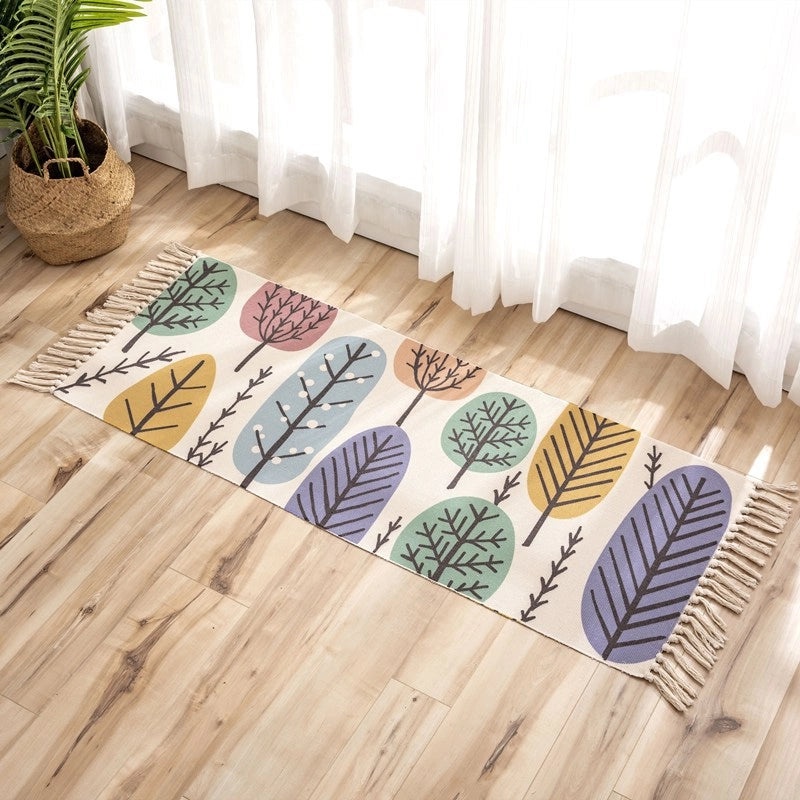 Ethnic Geometric Letter Flower Cotton Bath Mat|Home Decor & Bath Accessories