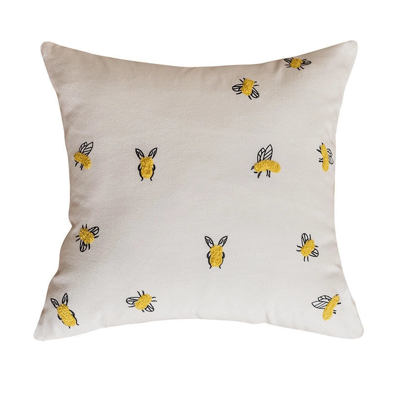 Embroidered Soft Plush Sofa Pillowcase Modern Minimalist Bedside Cushion Lumbar Support|Home Decor Pillows