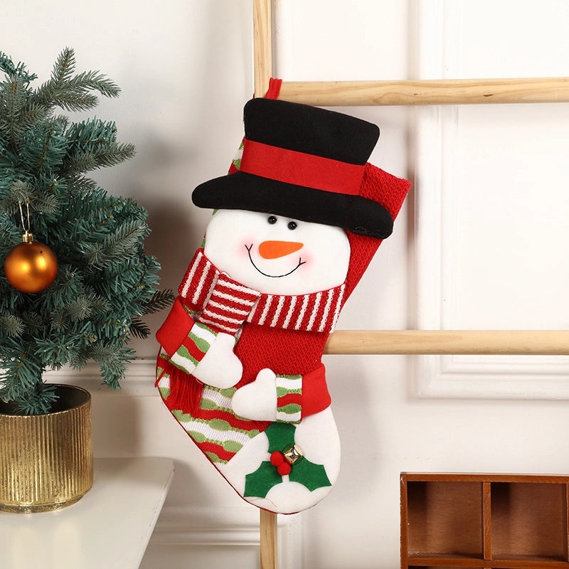 3D Doll Christmas Socks with Tree Bell and Reindeer Pendant | Christmas Home Wall Ornaments | Holiday Decoration Socks|Seasonal Decor