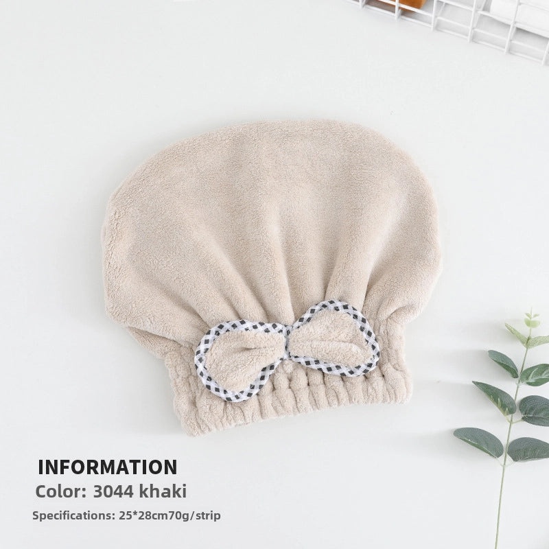 Coral Velvet Bamboo Charcoal Antibacterial Double-layer Hair Drying Towel Cap for Women | Hair Care Accessories