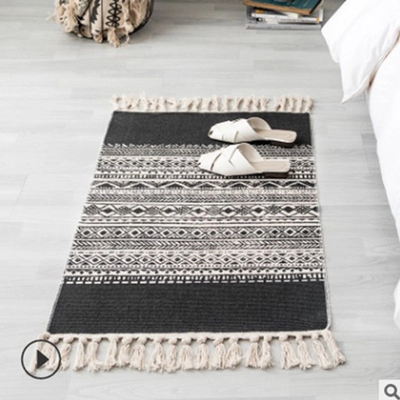 Ethnic Geometric Letter Flower Cotton Bath Mat|Home Decor & Bath Accessories