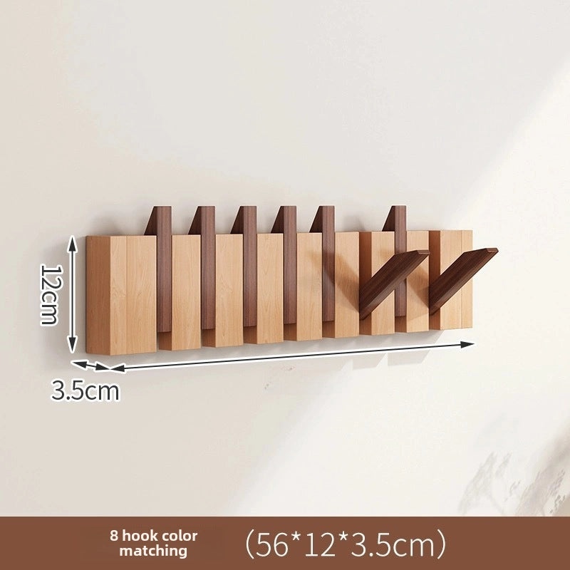 Solid Wood Piano Key Hook Punch-Free Wall Mounted Japanese Style Clothes Hanger for Entrance Door|Home Organization & Storage