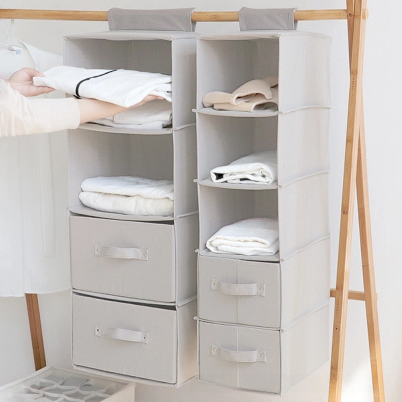 Cotton Linen Multi-Layer Hanging Storage Bag for Wardrobe Drawers Underwear Organizer | Home Storage & Organization