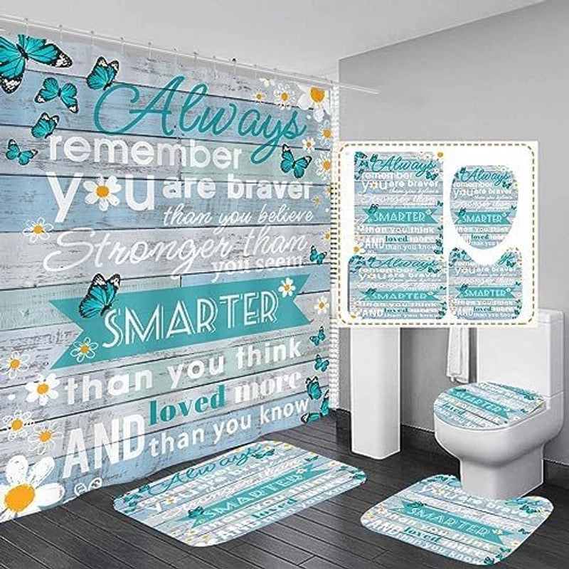 Minimalist Polyester Letter Pattern Shower Curtain for Bathroom Decor|Home & Bath Accessories