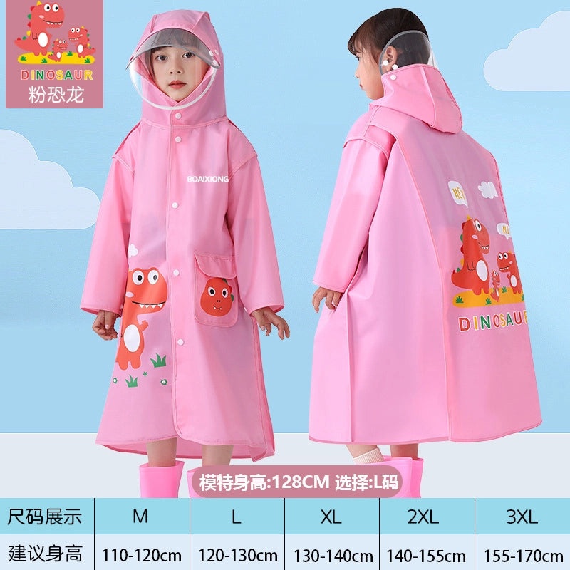 Kids Waterproof Rain Poncho with Schoolbag Cover Cartoon Design for Boys & Girls Primary Students|Children's Raincoats