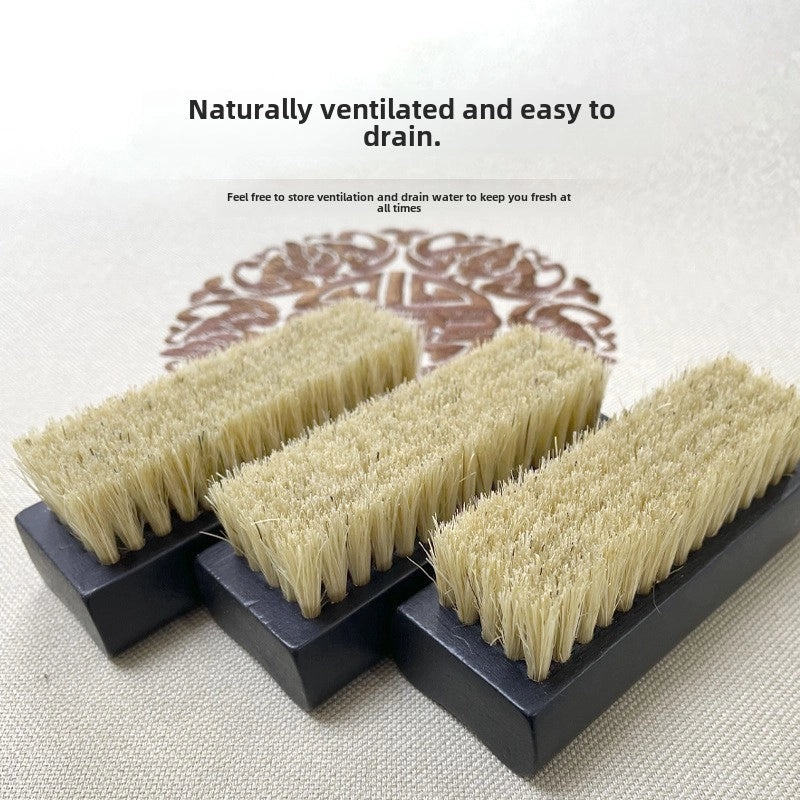 Wooden Handle Shoe Brush with Beech Wood and Horsehair for Leather and Suede Polishing | Shoe Care & Cleaning Tools