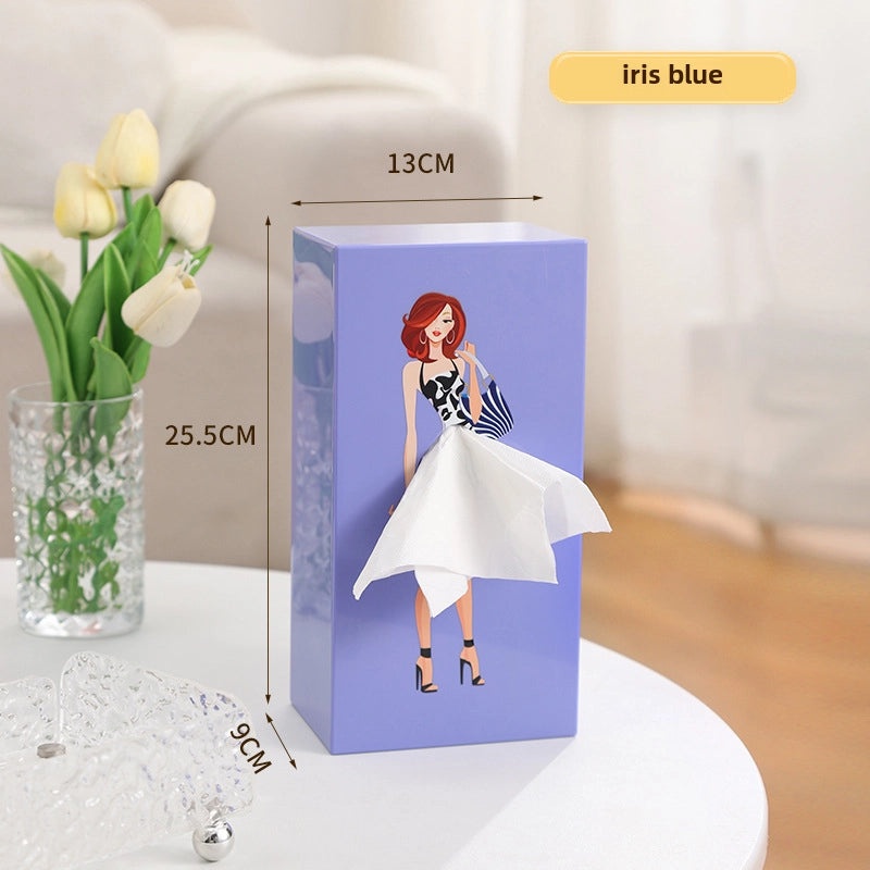 Cartoon Girl Tissue Box with Flying Tutu Skirt Design | Cute Desktop Decoration | Home & Living Accessories