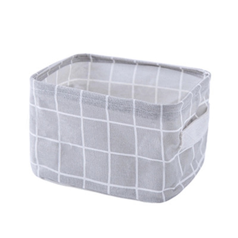 Cotton Linen Storage Basket with Handle for Desktop Cosmetics and Sundries | Home Storage & Organization