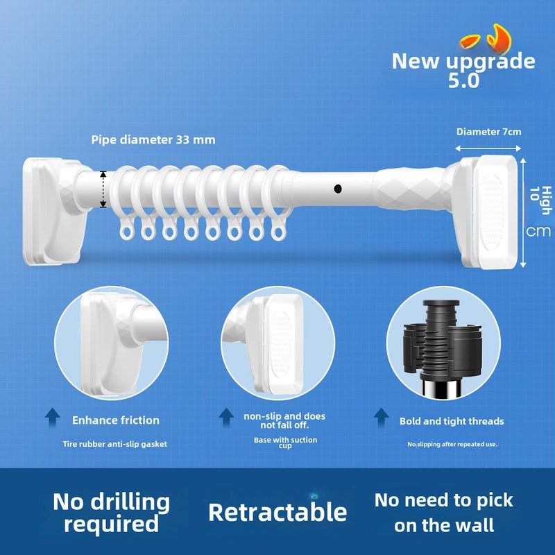Stainless Steel Telescopic Clothes Drying Rod for Balcony and Bathroom Non-Punching Shower/Bathroom Curtain Rod|Home & Garden Curtains & Rods