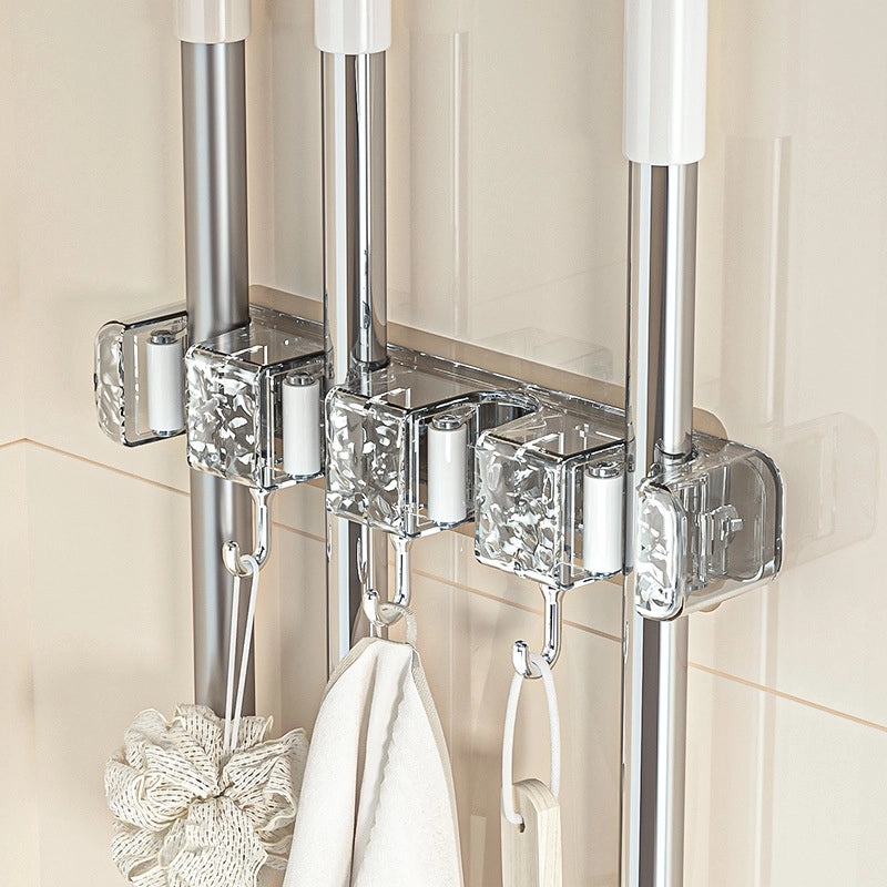 Yimijia Punch-Free Bathroom Mop Hook Holder Wall Mounted Storage Rack Mop Clip Organizer|Home Storage & Organization
