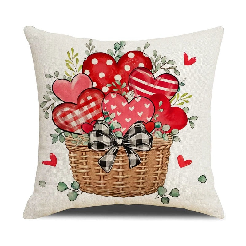 Elegant Valentine's Day Linen Pillow Covers for Sofa | Home Decor