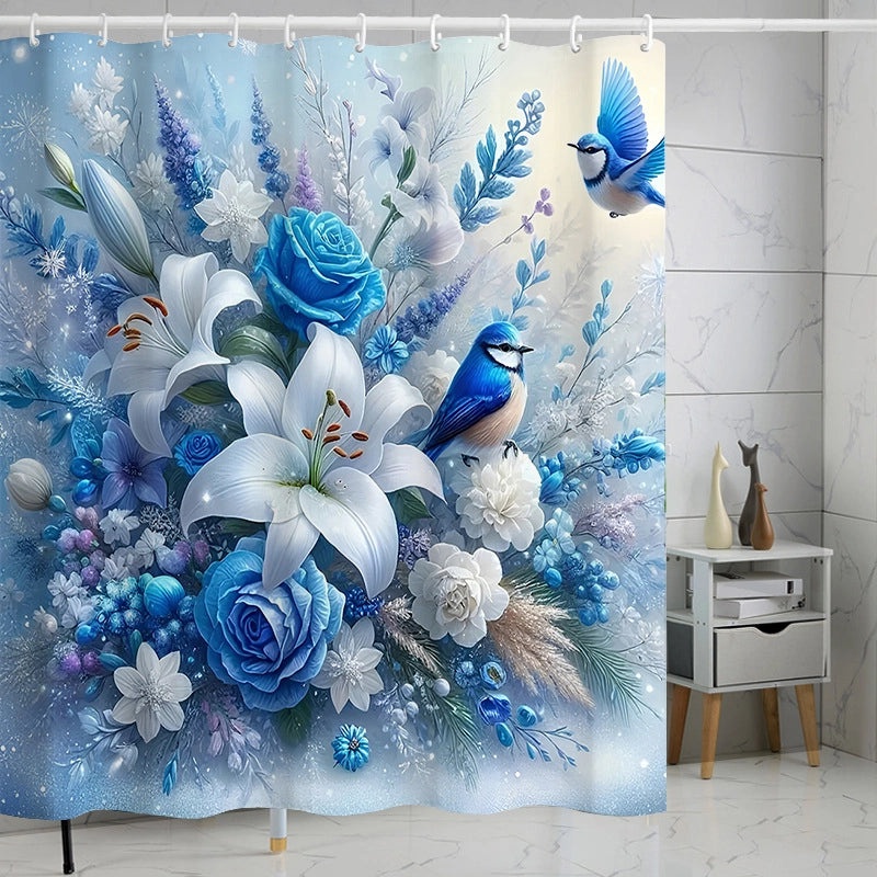 Waterproof Tropical Jungle Leaf Shower Curtain with Hooks 3D Printed Polyester for Bathroom|Shower Curtains & Accessories