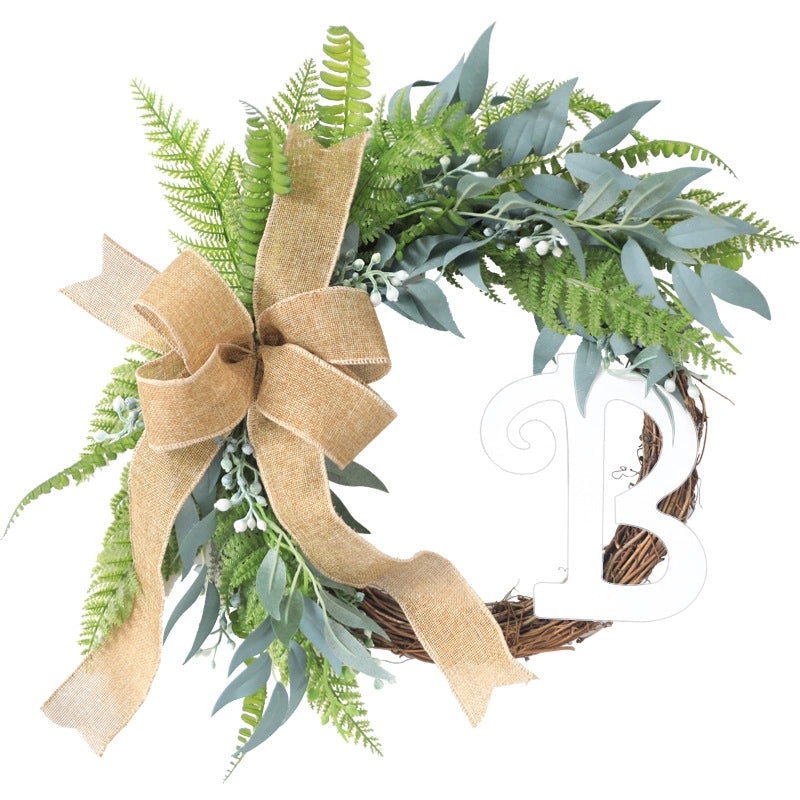 American Christmas Wreath Rattan Door Hanging Small Fresh Natural Decor Simulation Letter | Home Decor