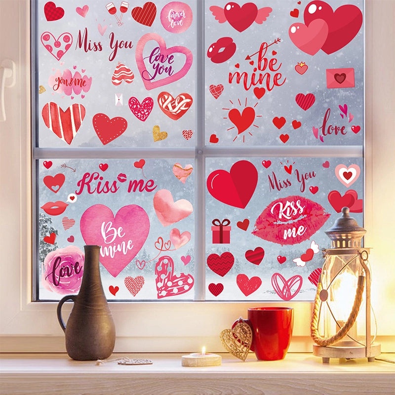 Cute Little Bear Heart Shaped PVC Wall Art for Valentine's Day|Home Decor & Wall Art