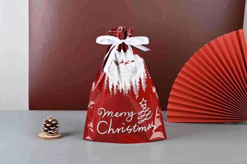 Santa Claus Drawstring Gift Bag for Christmas and Halloween Candy Packaging|Holiday Party Supplies