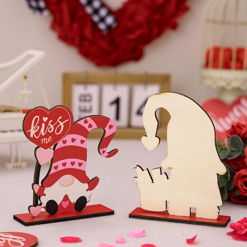 Valentine’s Day Heart Shaped Plywood Indoor Date Ornament Rudolph Doll Table Decor|Home Decor