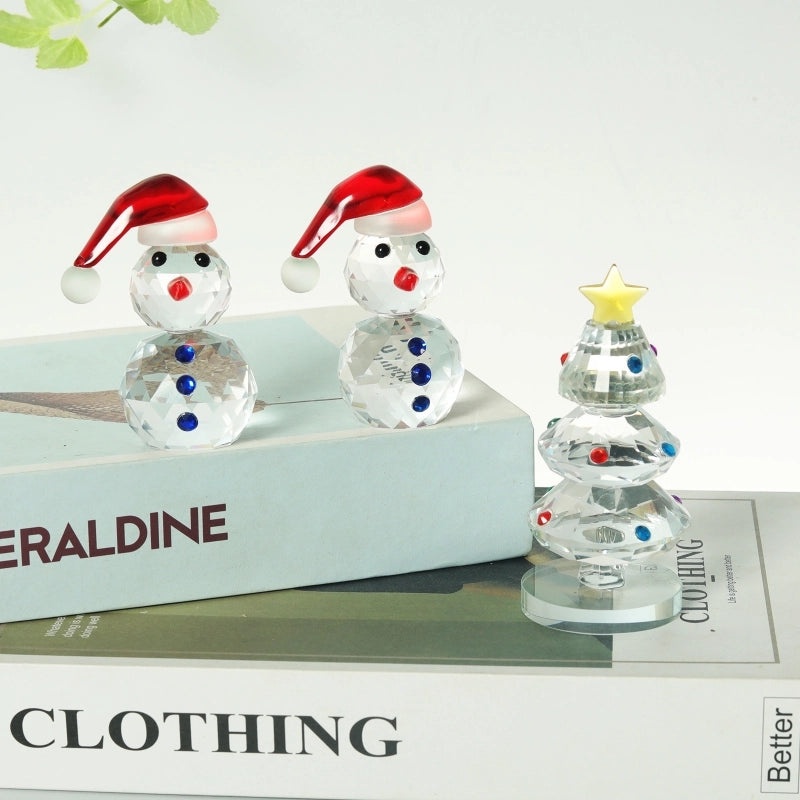 Christmas Cute Snowman and Christmas Tree Crystal Pendant | Holiday Jewelry