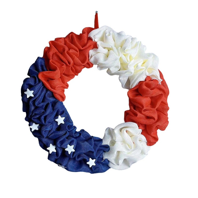 Patriotic Flower and Grass Garland with Stars and Flags | Home Decor & Festive Decorations