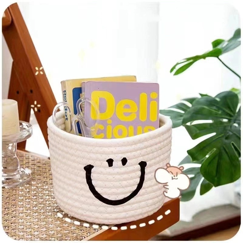 Adorable Cartoon Print Cotton Rope Storage Basket Organizer|Home Storage & Organization