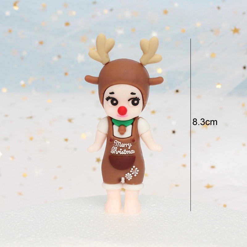 Christmas Cake Decoration Set Soft Glue Plug-in Christmas Tree Santa Snowman Reindeer Holiday Decor|Christmas Cake Decorations