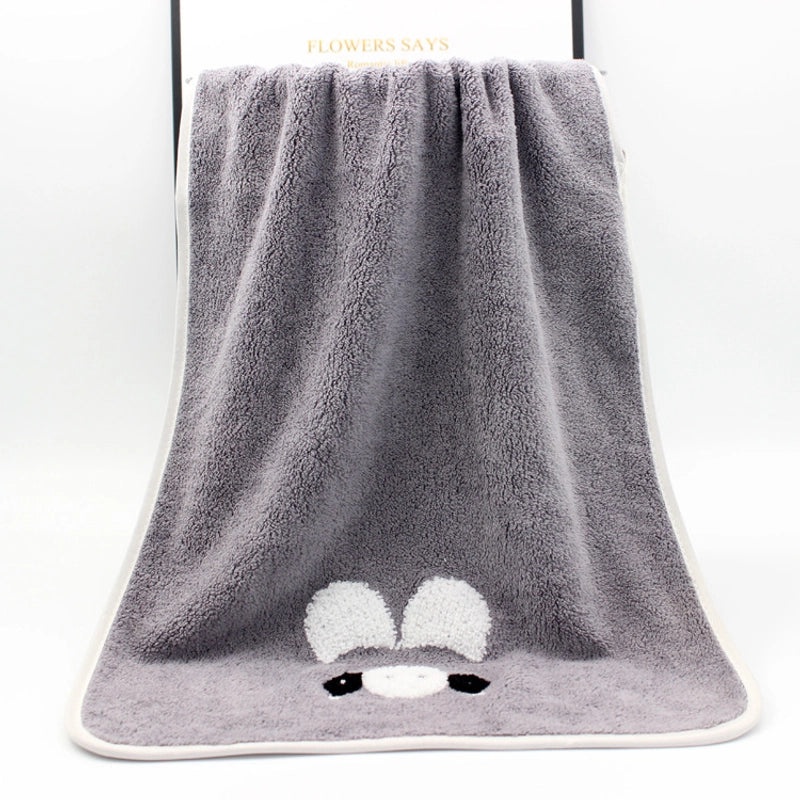 Adorable Cartoon Coral Fleece Bath Towels Soft Absorbent Bathroom Linen|Home & Bath Accessories