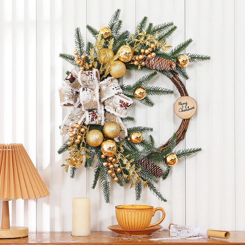 Christmas PE Rattan Garland with Christmas Tree Horn Pendant for Mall and Hotel Window Decoration|Home Decor & Seasonal Decorations