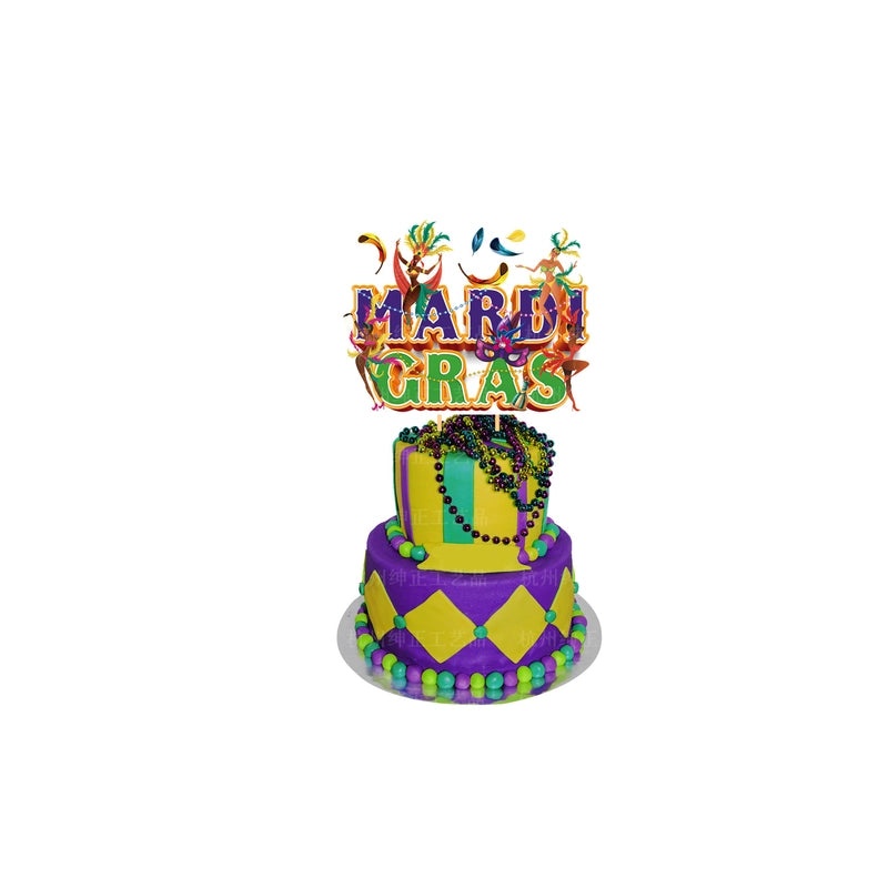 Mardi Gras Elegant Minimalist Letter Paper Balloon and Cake Decoration Set for Holiday Party|Party Supplies Decorations
