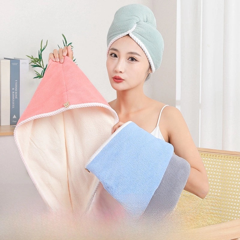 Double-layer Quick-dry Hair Towel Cap for Women Thickened Absorbent Shower Scarf Adult Student Headwrap|Hair Care Accessories