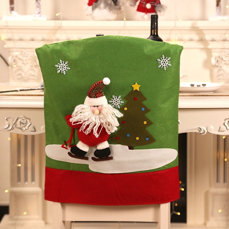 Christmas Chair Set Santa Claus Ski Design Christmas Table Decoration Party Outfit|Holiday Decorations