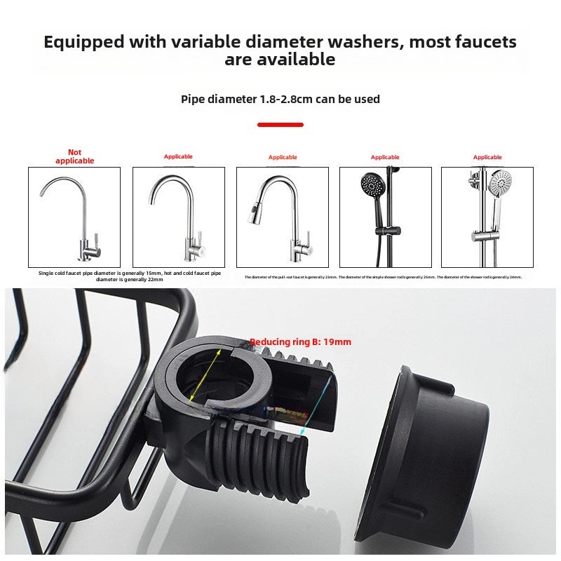 Punch-Free Kitchen Sink Faucet Organizer Rack | Kitchen Storage & Organization