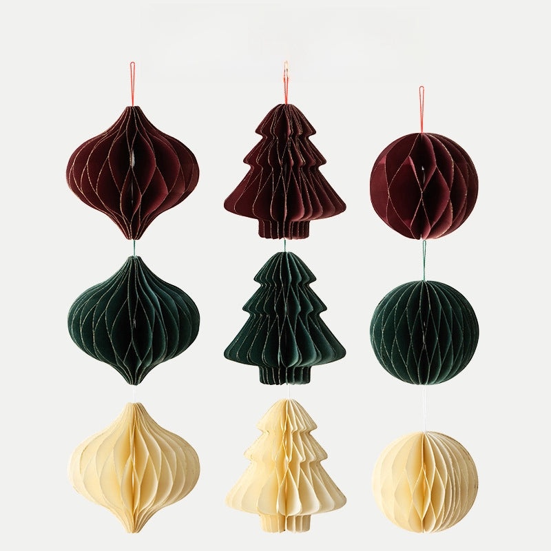 Nuoqi Nordic Origami Honeycomb Christmas Tree Ornament Pendant for Home Party Decoration Supplies|Christmas Decorations