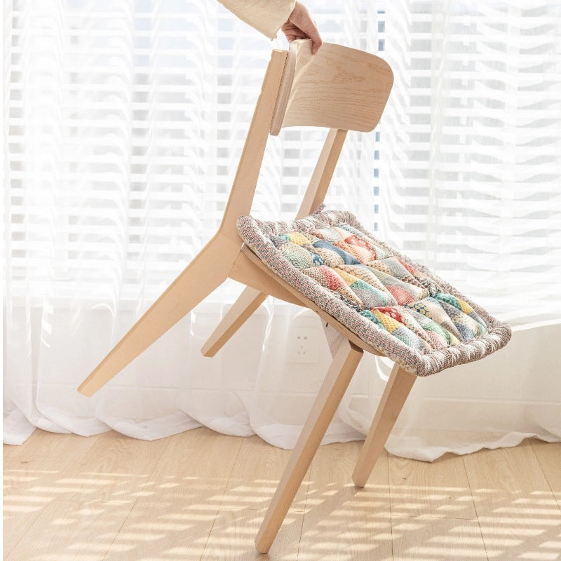 Korean Style Thickened Quilted Cotton Chair Cushion Non-slip Office Student Pad Machine Washable|Home & Living Chairs Cushions