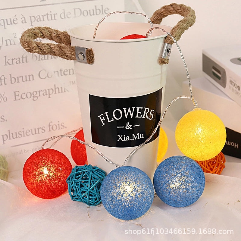 Cotton Ball LED String Lights for Kids Room Tent Party Wedding Decoration Creative Ambient Lighting|Home Decor Lighting