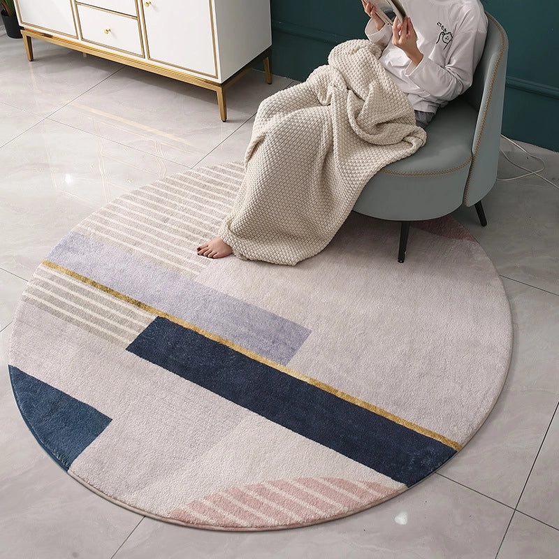 Nordic Minimalist Washable Round Carpet for Computer Chair Soft Luxury Study Bedroom Rug|Home Decor Rugs