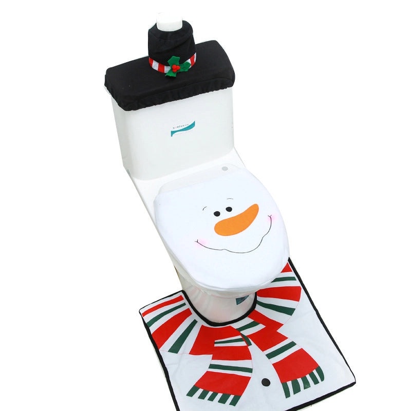 Christmas Snowman Toilet Decoration Set Three-Piece for Elderly | Home & Kitchen Decor