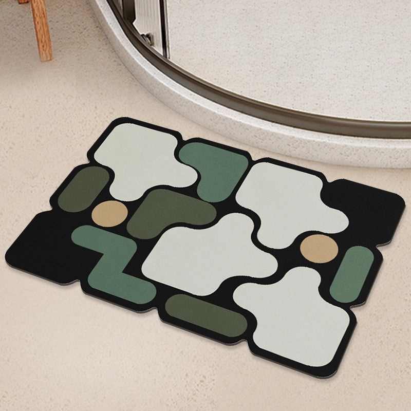 Geometric Diatom Mud Absorbent Bath Mat Non-Slip Soft Bathroom Rug|Bath Accessories