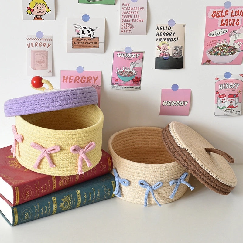 Colorful Cotton Thread Storage Basket with Cute Pattern | Home Organization