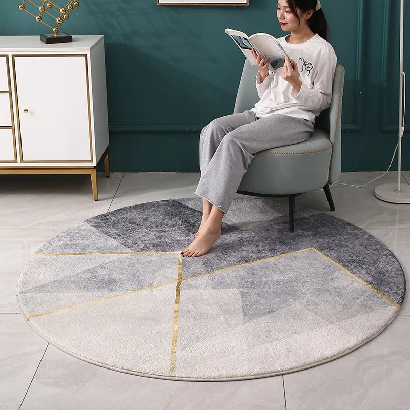 Nordic Minimalist Washable Round Carpet for Computer Chair Soft Luxury Study Bedroom Rug|Home Decor Rugs