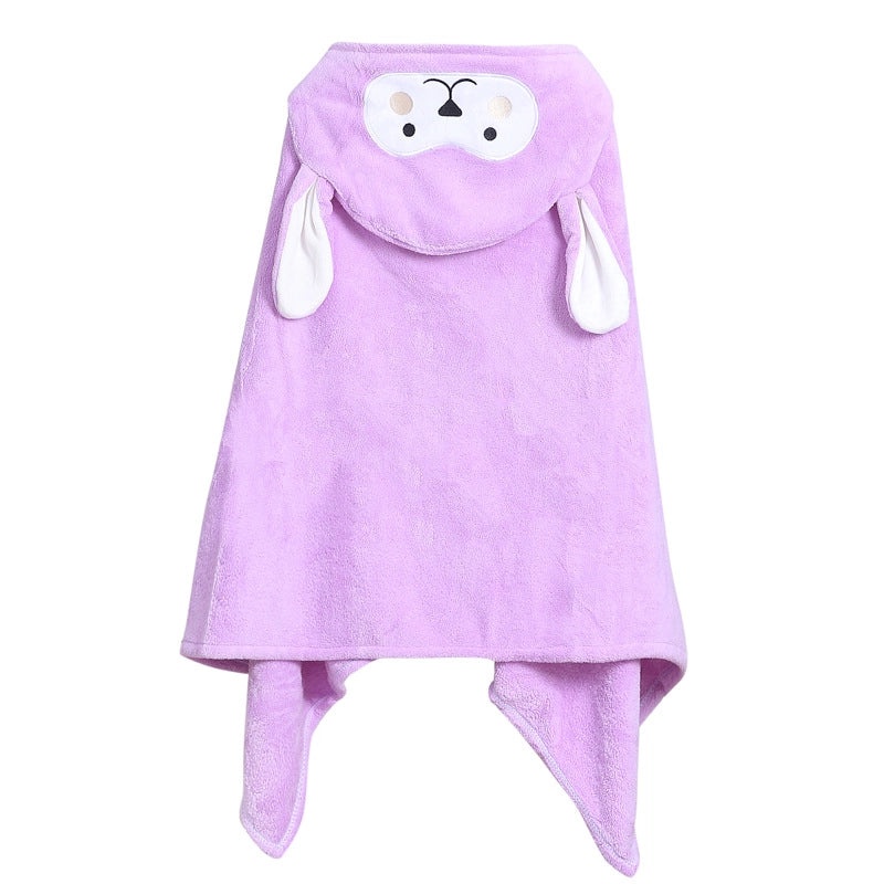 Kids Coral Fleece Hooded Bath Towel Thick Absorbent Quick-Dry Bathrobe Poncho for Baby|Kids Bath Towels & Robes