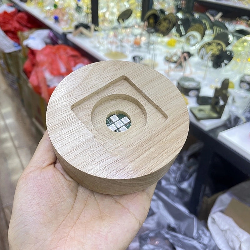 LED Crystal Ball with Wooden Stump Base USB Night Light for Desktop Decoration|Home Decor & Lighting