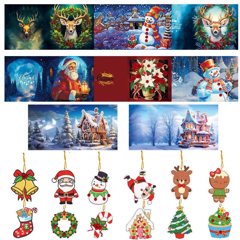 Christmas Diamond Painting DIY Greeting Card with Stickers and Hand Drill | Craft Supplies