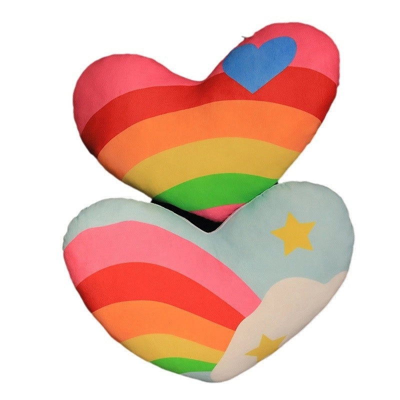 Rainbow Star and Heart Plush Throw Pillow for Sofa Couch Decor|Home Decor & Throw Pillows