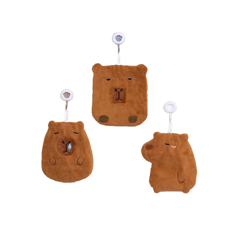 Cute Capybara Hanging Hand Towel Absorbent Kitchen & Bathroom Cartoon Rag | Home & Kitchen Textiles