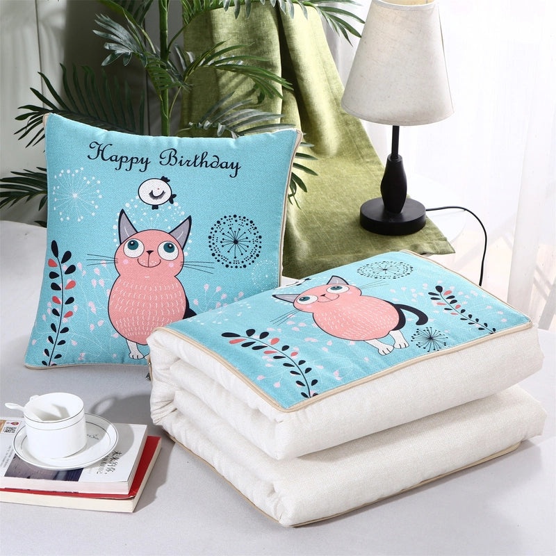 Custom Logo Pillow Quilt Dual-use Car Cushion & Sleeping Blanket Four-season Thin Blanket Gift Printing|汽车配件